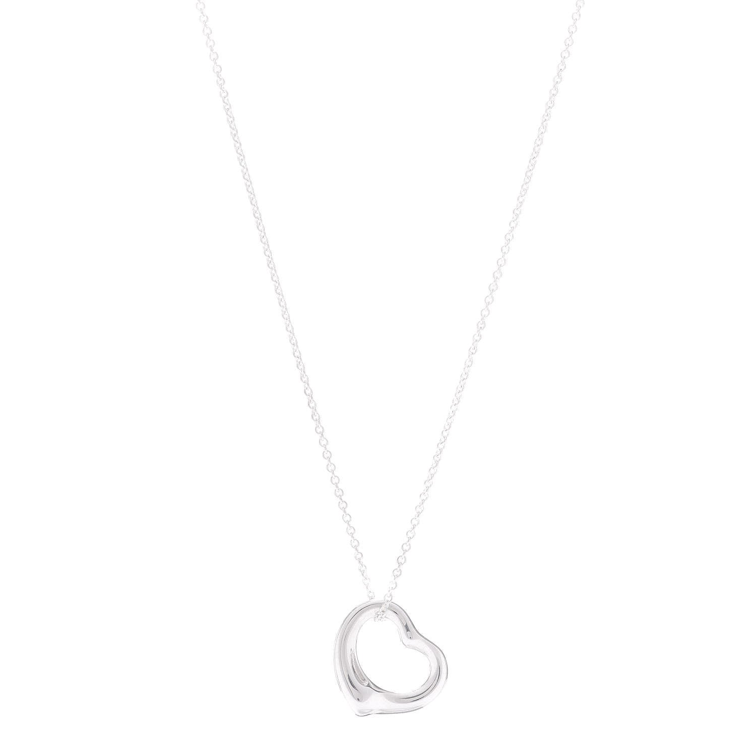 Tiffany Sterling Silver 16mm Elsa Peretti Open Heart Pendant Necklace 1 of 5