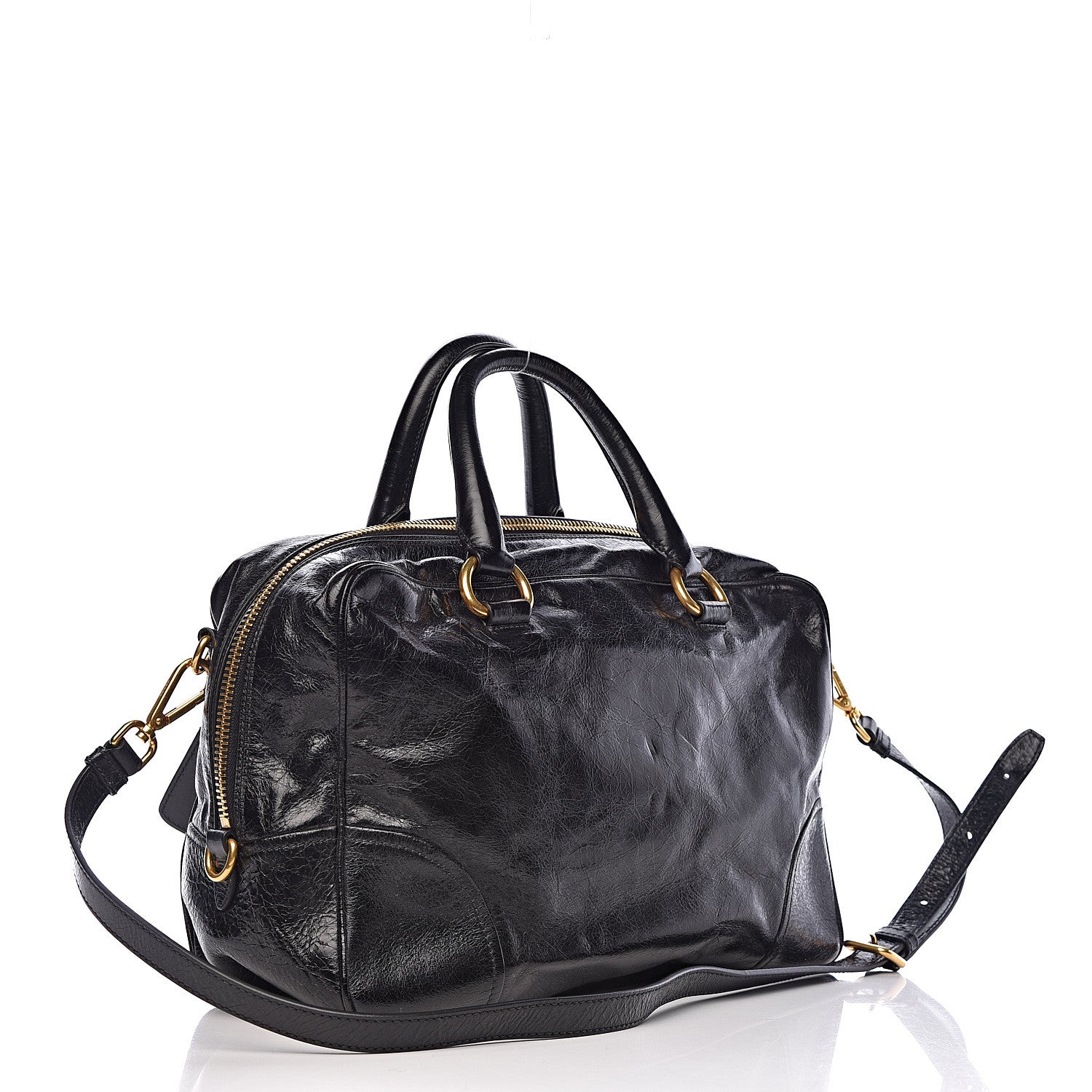 Prada Vitello Shine Bauletto Black 3 of 10
