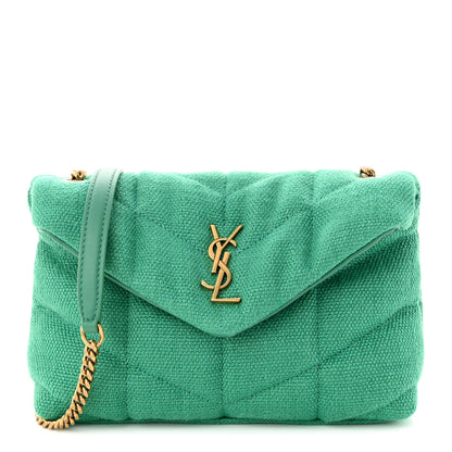 Saint Laurent Canvas Quilted Toy Loulou Puffer Monogram Chain Satchel Basil 1 of 11