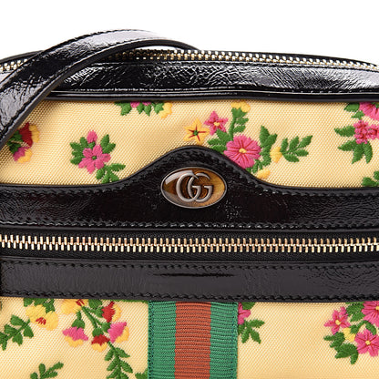 Gucci Canvas Patent Web Floral Embroidered Mini Ophidia Shoulder Bag 8 of 10