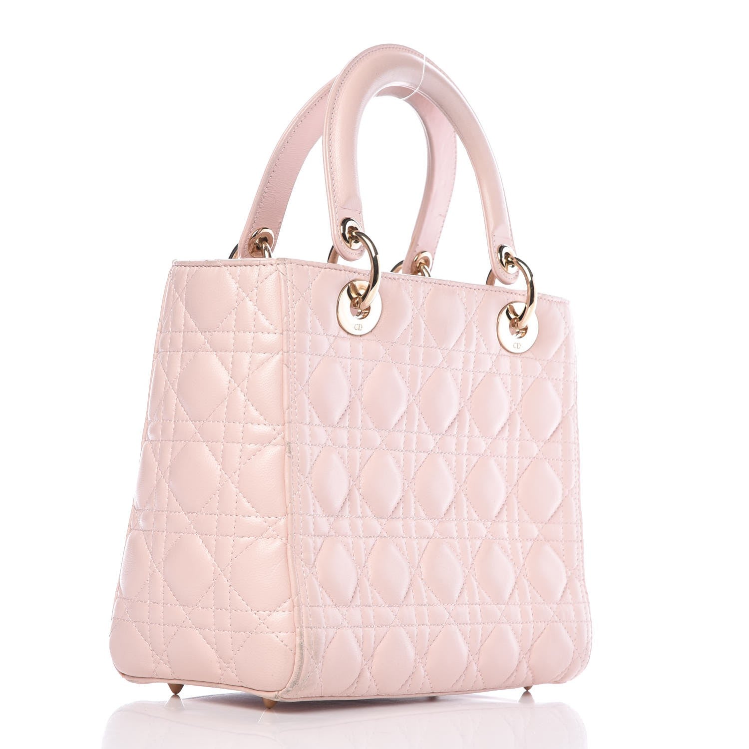 Christian Dior Lambskin Cannage Medium Lady Dior Light Pink 3 of 16