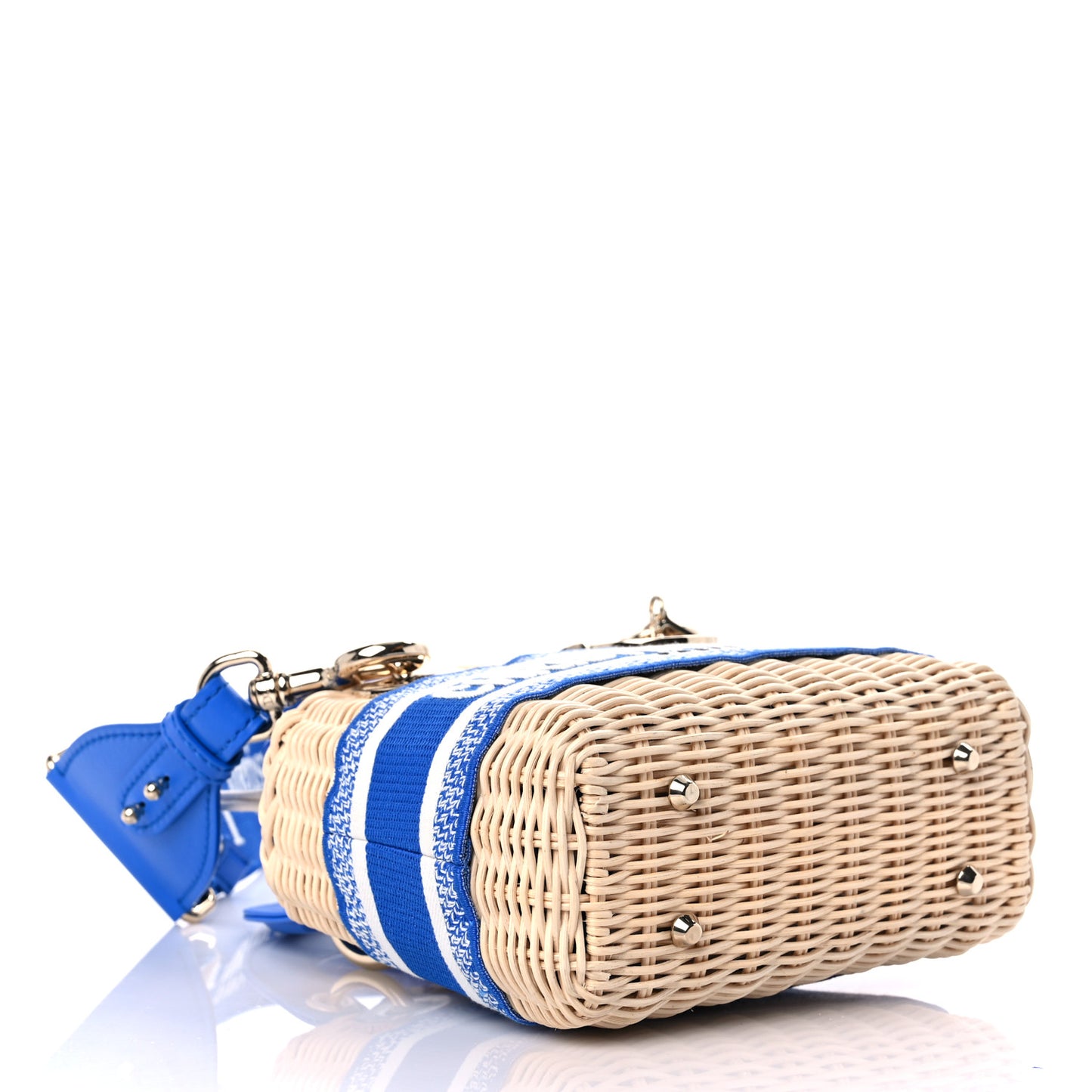 Wicker Oblique Mini Lady Dior Bag Florescent Blue