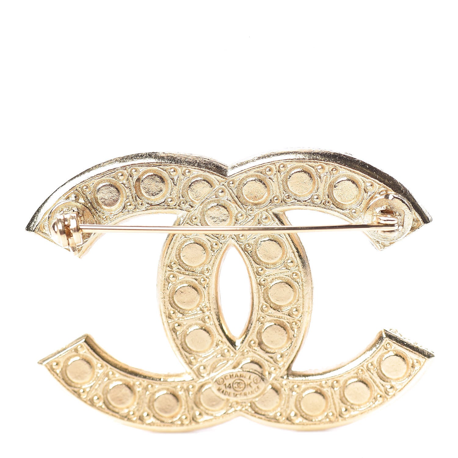 Chanel Pearl Crystal CC Brooch Gold 3 of 5
