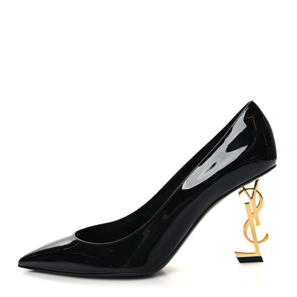 Saint Laurent Patent Calfskin Opyum 85 Pumps 39.5 Black Gold 1 of 8