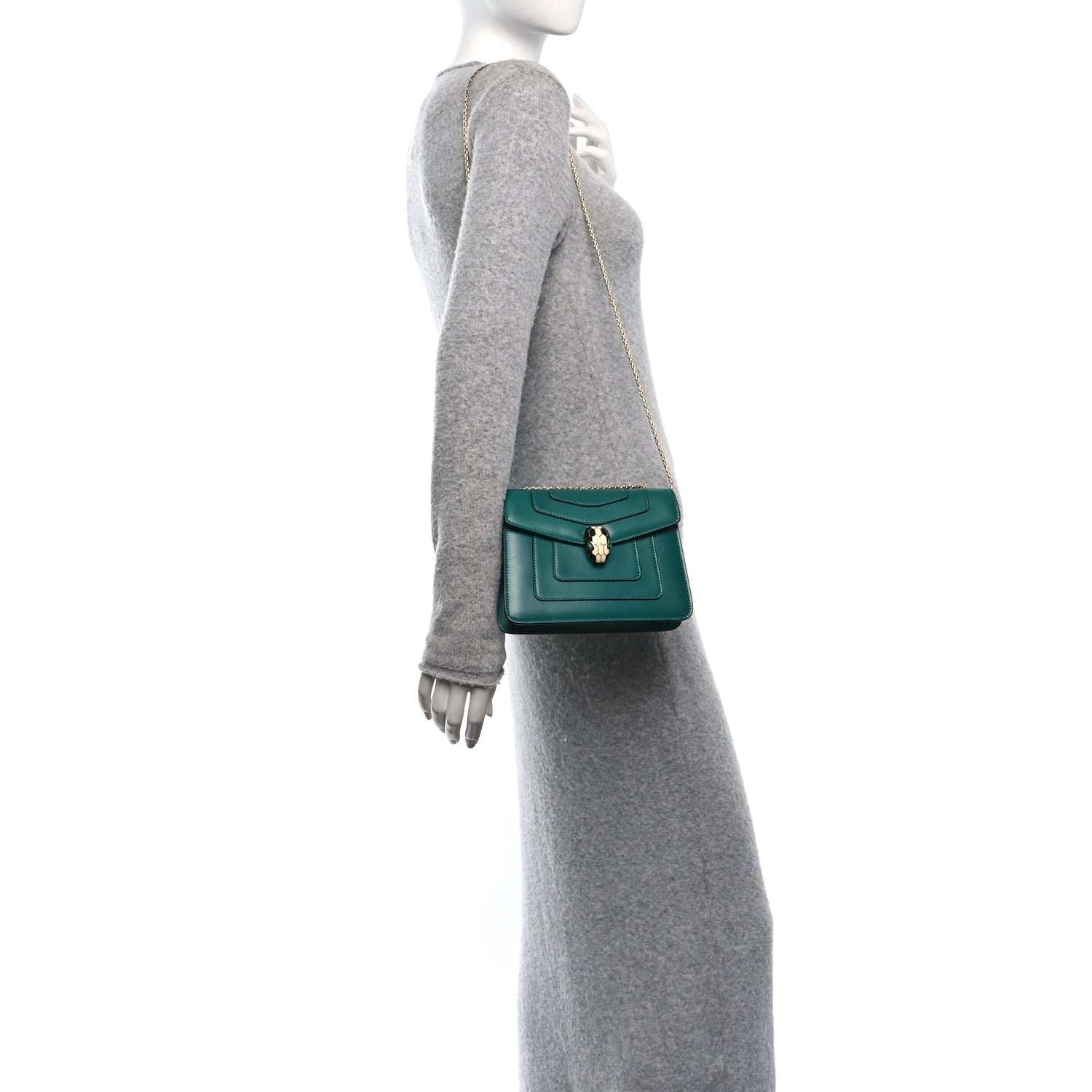 Bulgari Calfskin Small Serpenti Forever Snake Strap Crossbody Bag Emerald Green 2 of 10