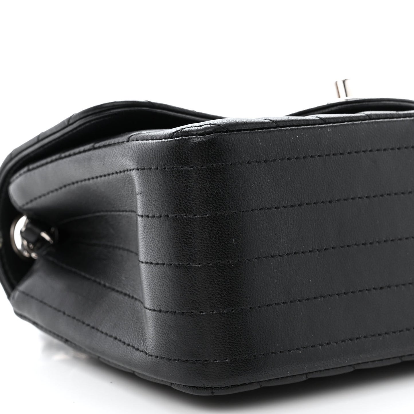Lambskin Chevron Quilted Mini Square Flap Black