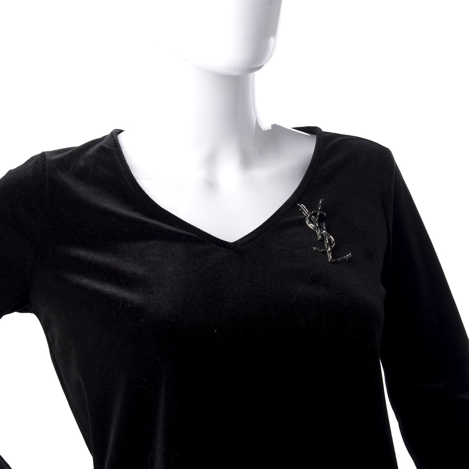 Saint Laurent Monogram Crocodile Opyum Brooch Silver 2 of 4