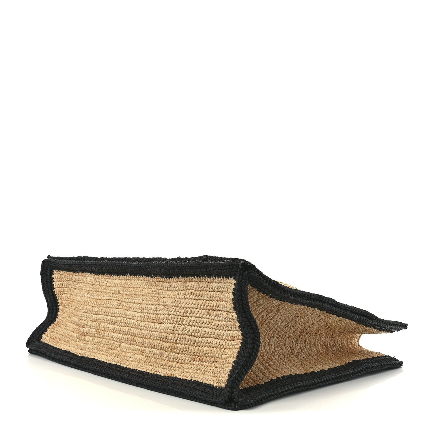 Raffia Calfskin Rive Gauche Tote Naturale Black
