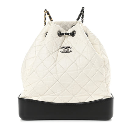 Chanel Aged Calfskin Quilted Gabrielle Backpack Black White 1 of 9