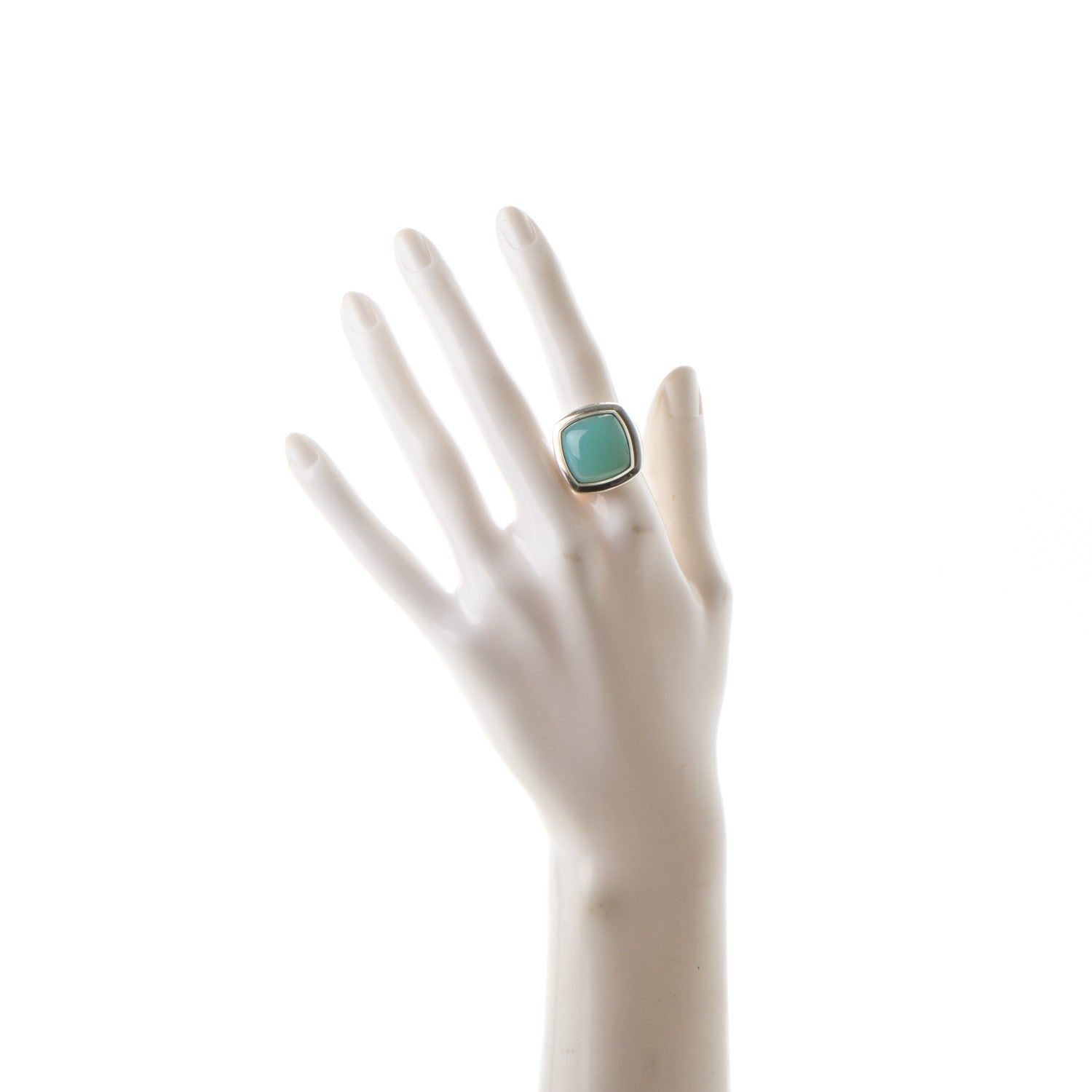 David Yurman Sterling Silver Aqua Chalcedony 17mm Albion Statement Ring 52 6 2 of 5