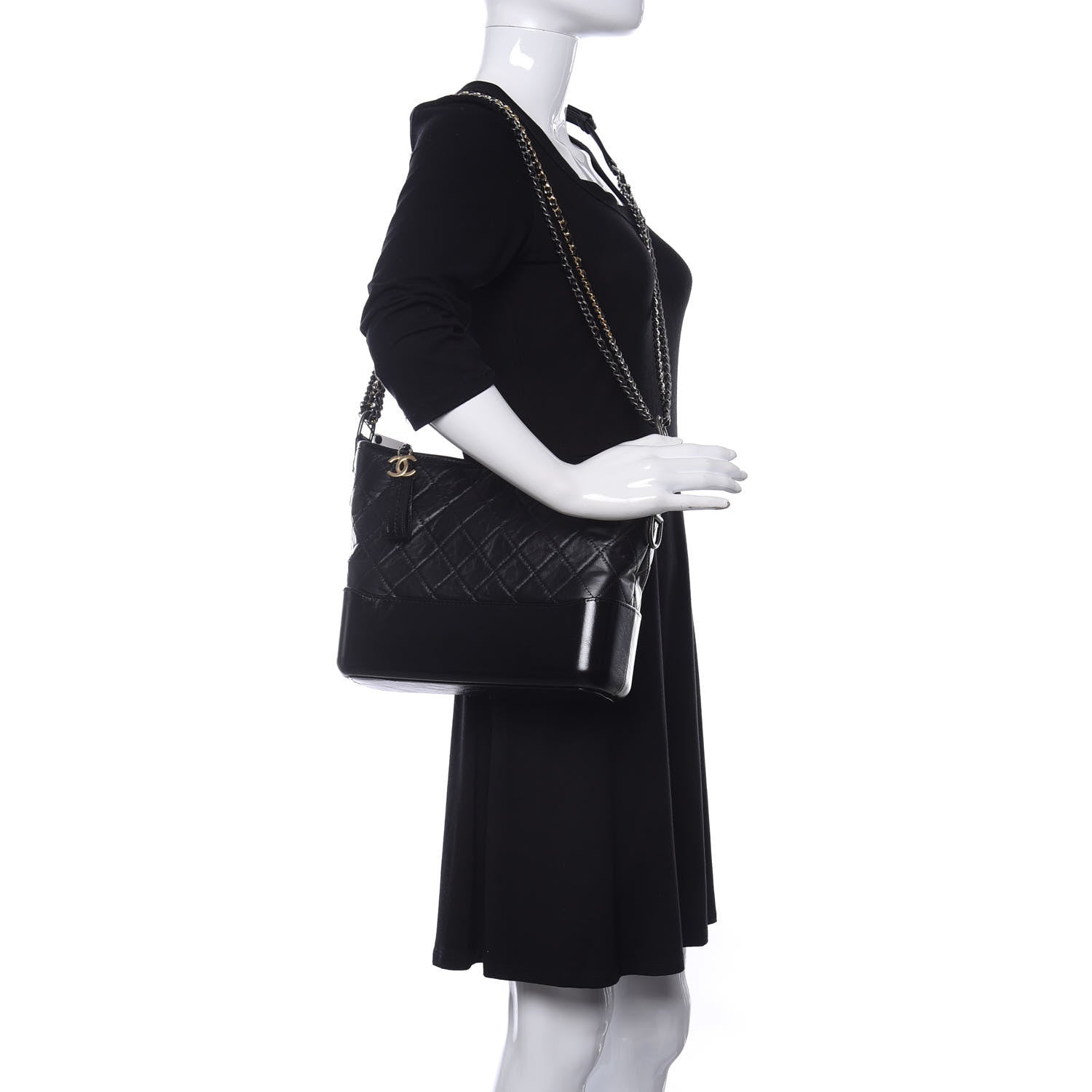 Chanel Aged Calfskin Quilted Medium Gabrielle Hobo Black 2 of 11