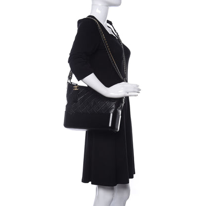 Chanel Aged Calfskin Quilted Medium Gabrielle Hobo Black 2 of 11
