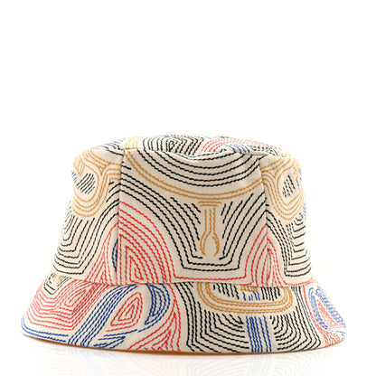 Hermes Cotton Eperon D'Or Embroidered Calvi Bucket Hat 56 Blanc Casse 4 of 10