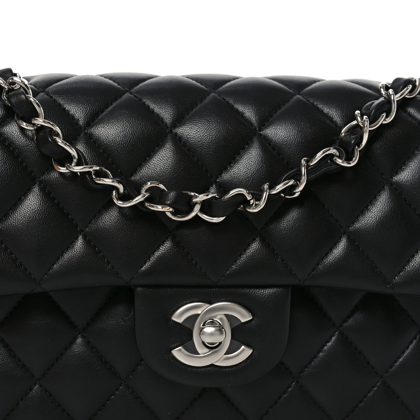 Lambskin Quilted Small Double Flap Black