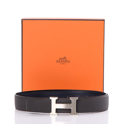 Hermes Box Togo 32mm H Belt 85 Bleu Marine Grey 6 of 6