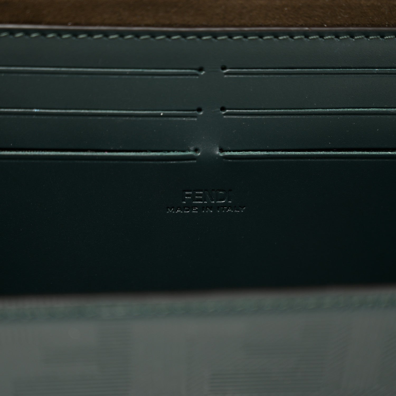 Fendi Vitello King FF Lines Embossed Baguette Soft Trunk Verde Inglese 6 of 10