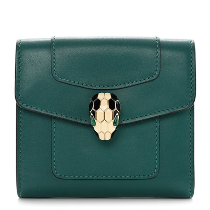 Bulgari Calfskin Serpenti Forever Wallet Emerald Green 2 of 10