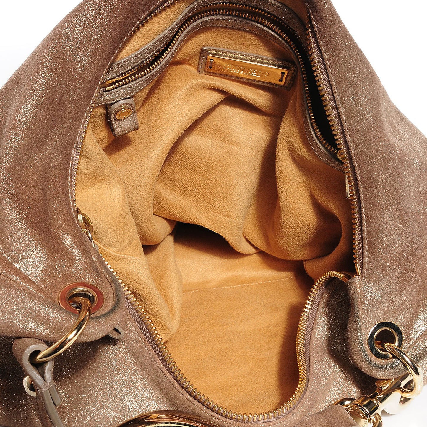 Suede Large Solar Hobo Metallic Gold