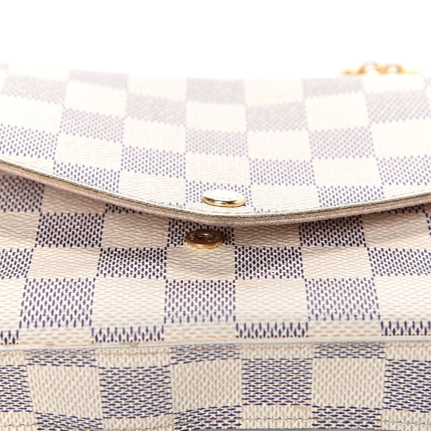Damier Azur Pochette Felicie Chain Wallet Rose Ballerine