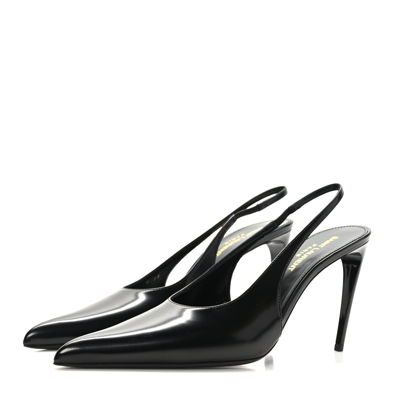 Saint Laurent Patent Calfskin Slingback Kendall 90 Pumps 38 Black 3 of 8