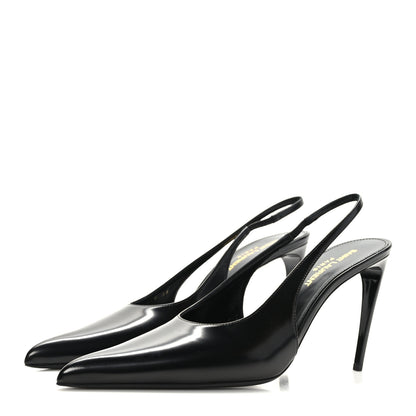 Saint Laurent Patent Calfskin Slingback Kendall 90 Pumps 38 Black 3 of 8