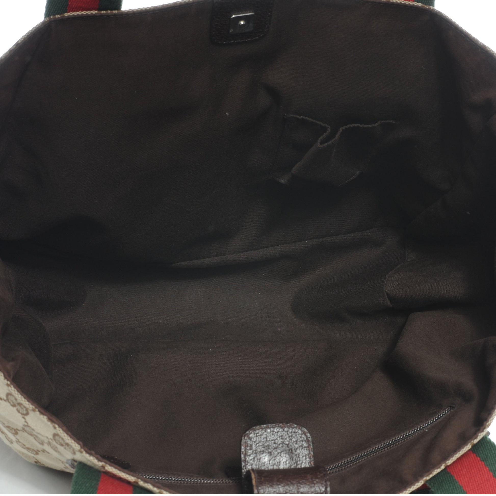 Gucci GG Monogram Medium Web Handle Double Pocket Tote Brown 5 of 7