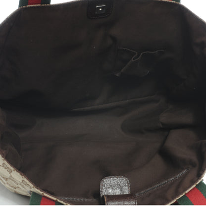 Gucci GG Monogram Medium Web Handle Double Pocket Tote Brown 5 of 7