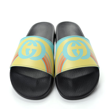 Gucci Rubber GG Rainbow Mens Pursuit Pool Slide Sandals 11 Aquamarine 5 of 10