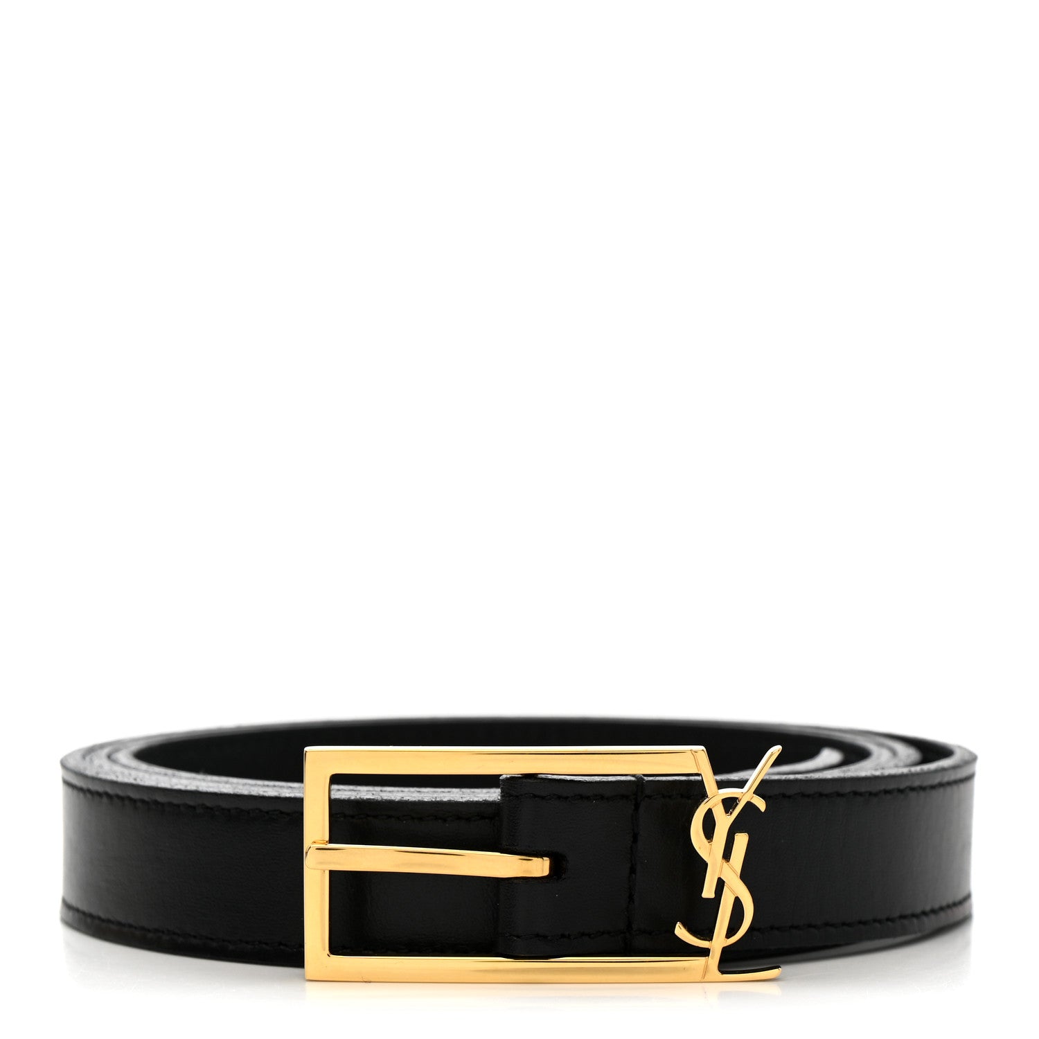 Saint Laurent Calfskin Monogram Cassandre 95 38 Belt Black 1 of 7