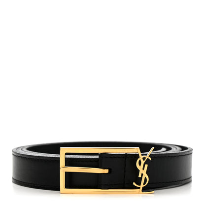 Saint Laurent Calfskin Monogram Cassandre 95 38 Belt Black 1 of 7