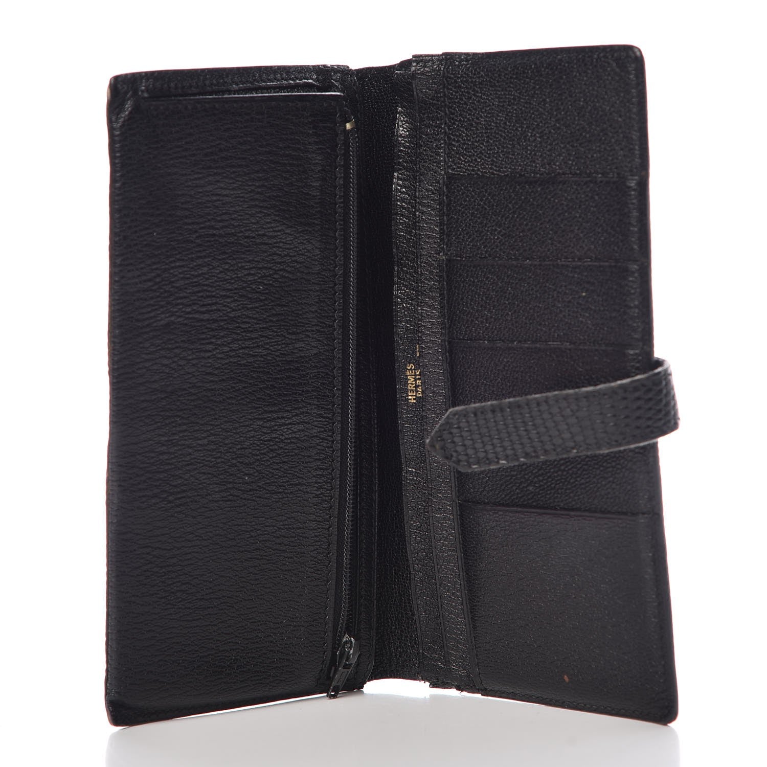 Hermes Lizard Bearn Gusset Wallet Black 5 of 8