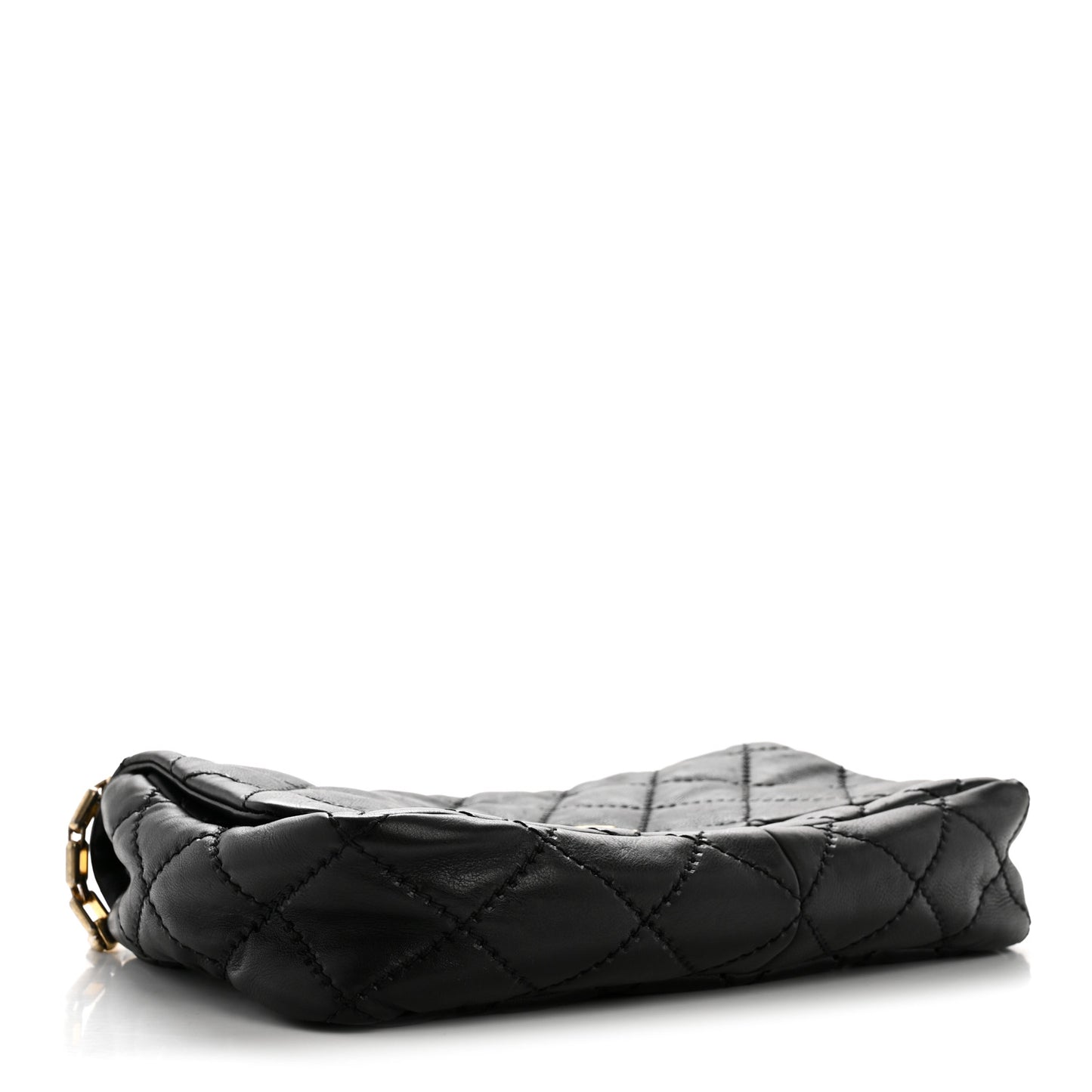 Calfskin Quilted Large Retro Chain Flap Black