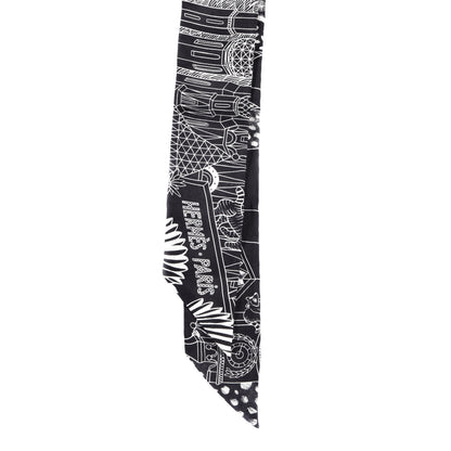 Hermes Silk Animapolis Twilly Black White 2 of 4