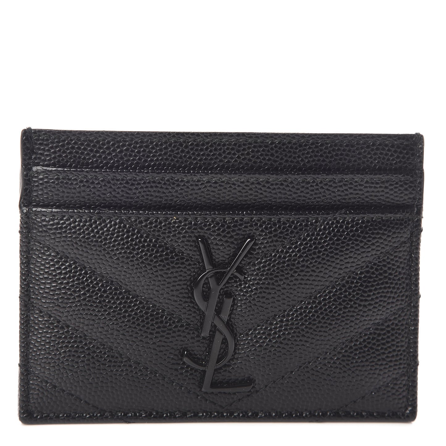 Grain De Poudre Matelasse Chevron Monogram Credit Card Case Black