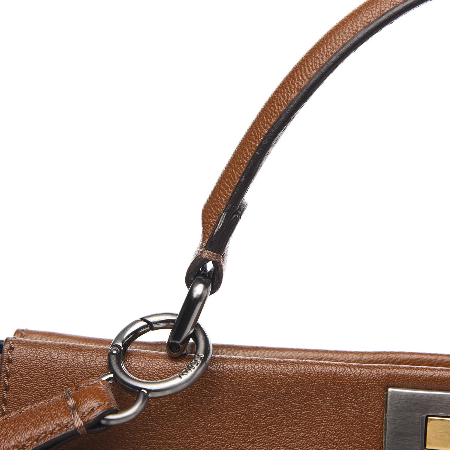 Fendi Goatskin Zucca Large Peekaboo Iconic Satchel Cuoio Tobacco Moro 11 of 12
