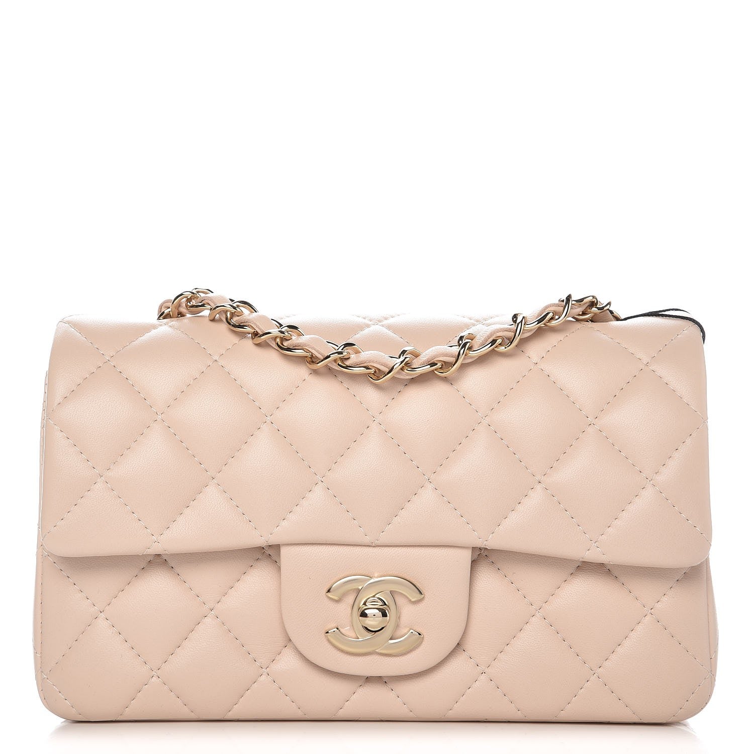 Chanel Lambskin Quilted Mini Rectangular Flap Light Beige 1 of 8