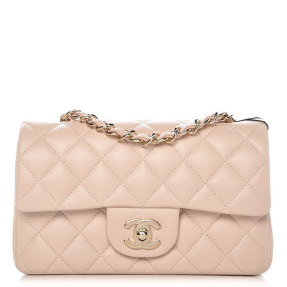 Chanel Lambskin Quilted Mini Rectangular Flap Light Beige 1 of 8