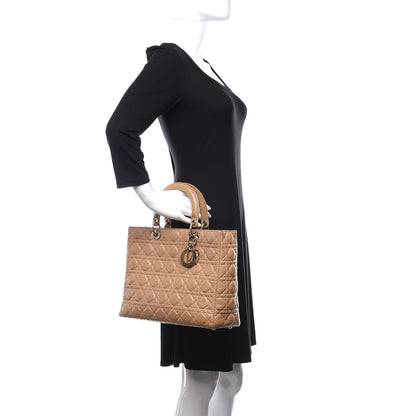 Christian Dior Lambskin Cannage Large Lady Dior Beige 3 of 14
