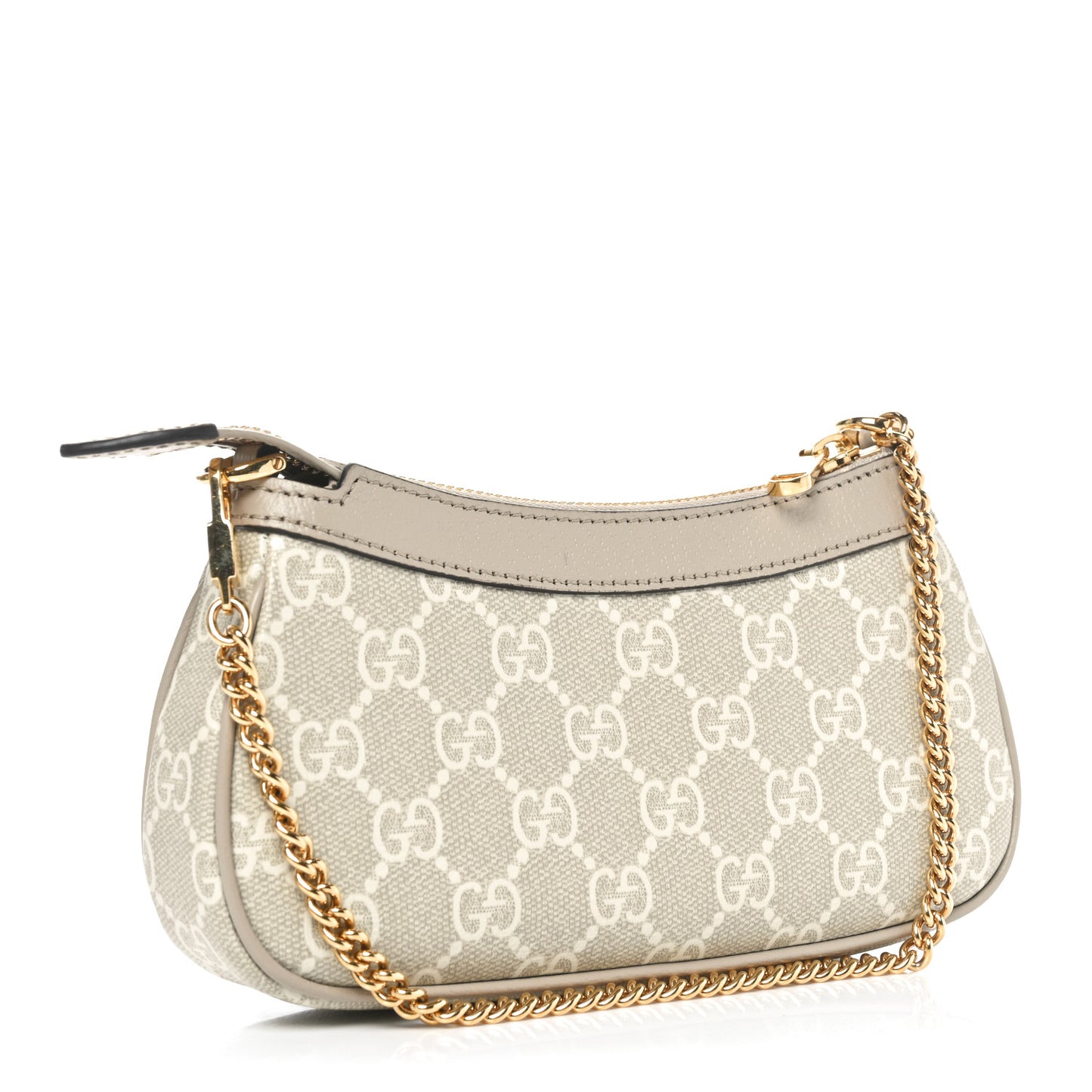 GG Supreme Monogram Textured Dollar Calfskin Web Mini Ophidia GG Handbag Beige Mystic White Oatmeal