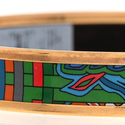 Hermes Enamel Printed Narrow L'Arbre Du Vent Bracelet 62 Folk 6 of 6