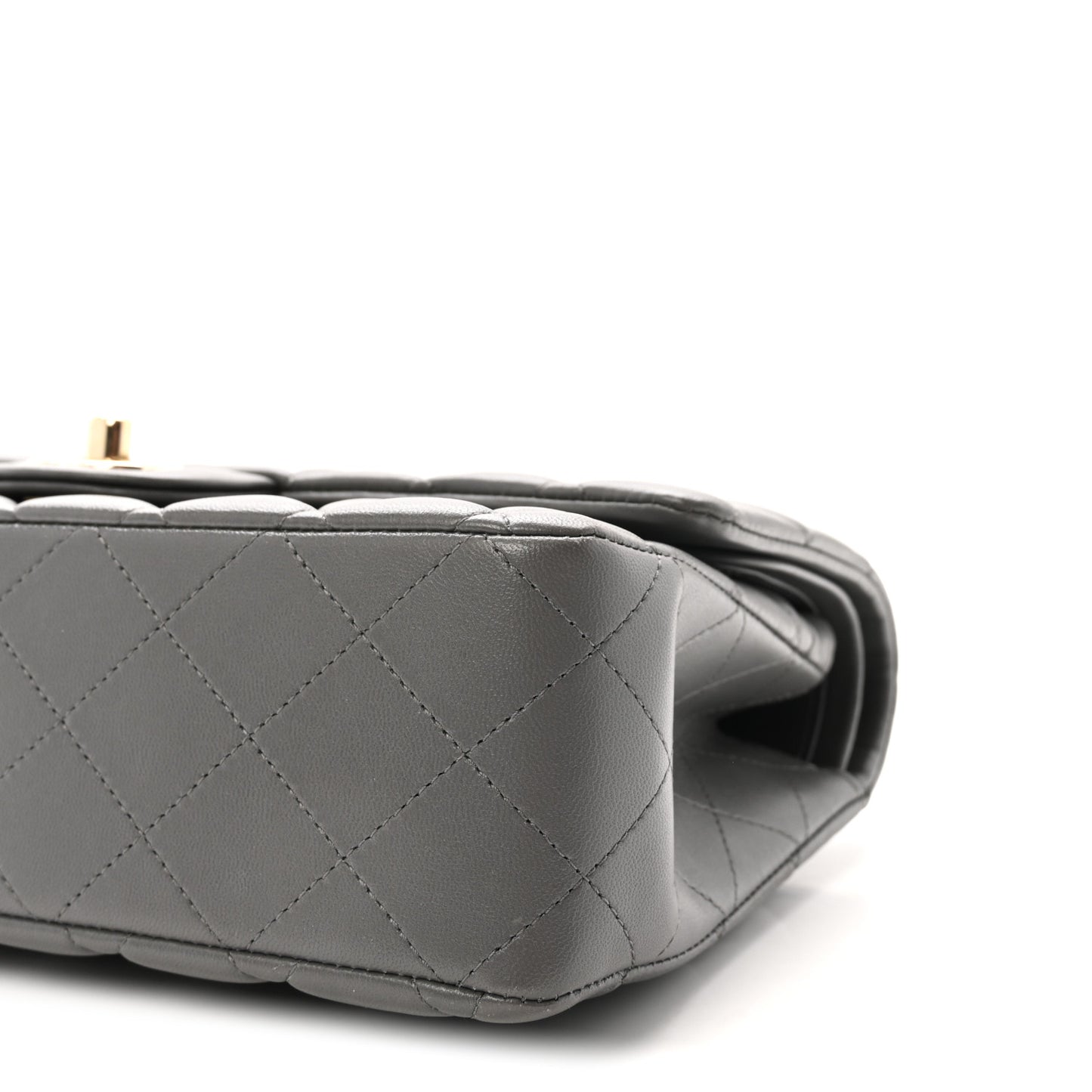 Lambskin Quilted Medium Double Flap Grey