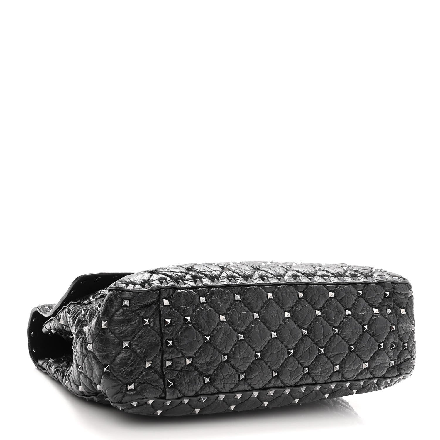 Valentino Garavani Craquele Nappa Large Rockstud Spike Shoulder Bag Black 4 of 9