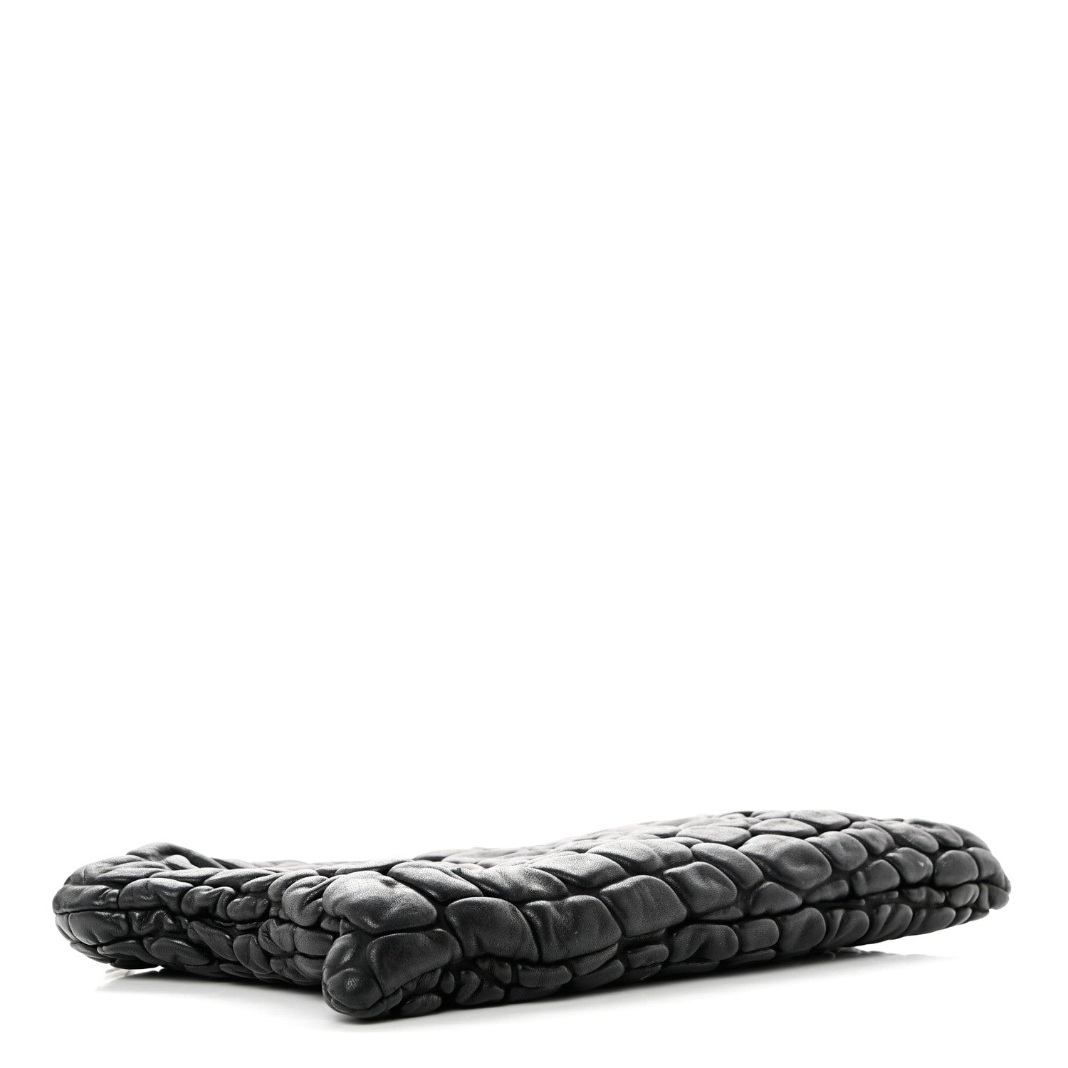 Prada Lambskin Embossed Pouch Black 4 of 6