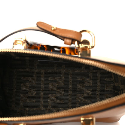 Fendi Vitello King Plexiglass Logo Embossed Mini By The Way Top Handle Boston Bag Caramello 5 of 9