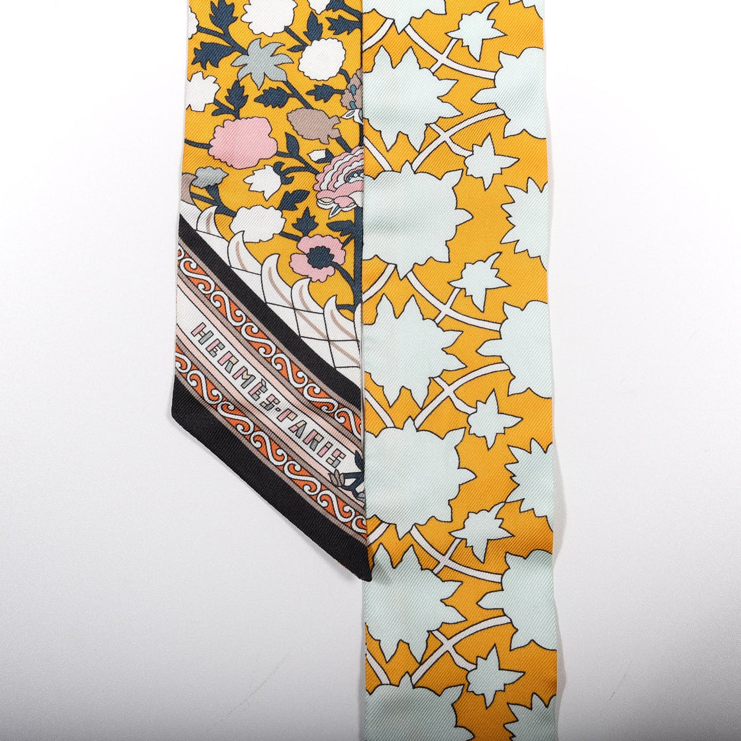 Silk Tapis Persans Twilly Jaune Aqua Rose Poudre