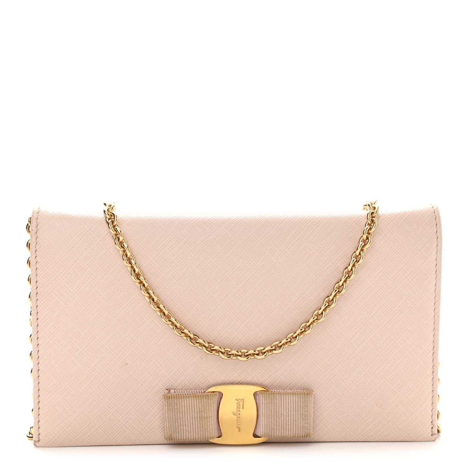 Salvatore Ferragamo Calfskin Miss Vara Wallet On Chain Pink 1 of 10