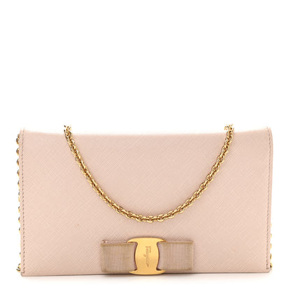 Salvatore Ferragamo Calfskin Miss Vara Wallet On Chain Pink 1 of 10