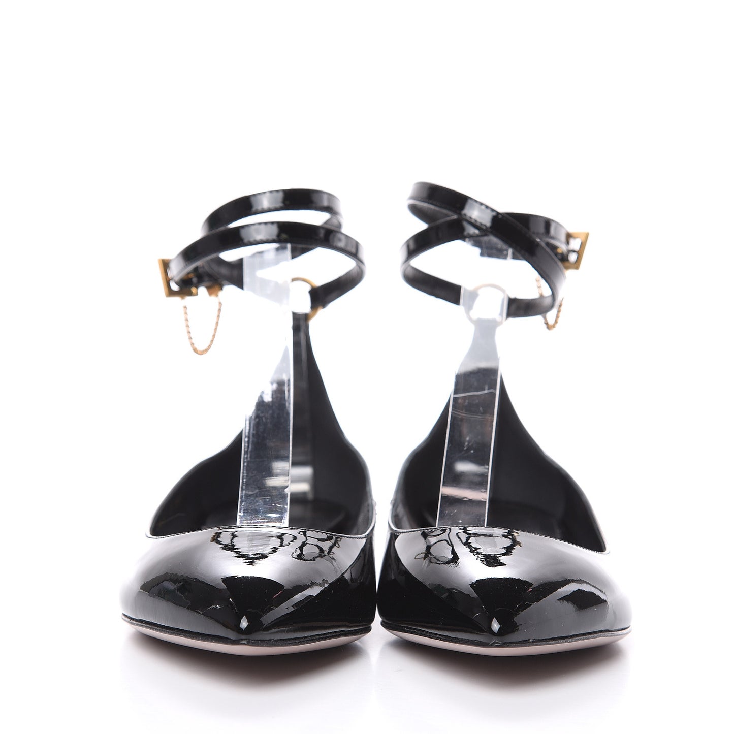 Patent Ankle Strap Ballerina Flats 36.5 Black