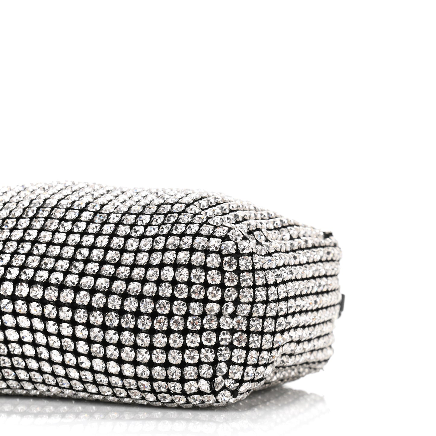Mesh Crystal Rhinestone Mini Heiress Pouch Black Silver