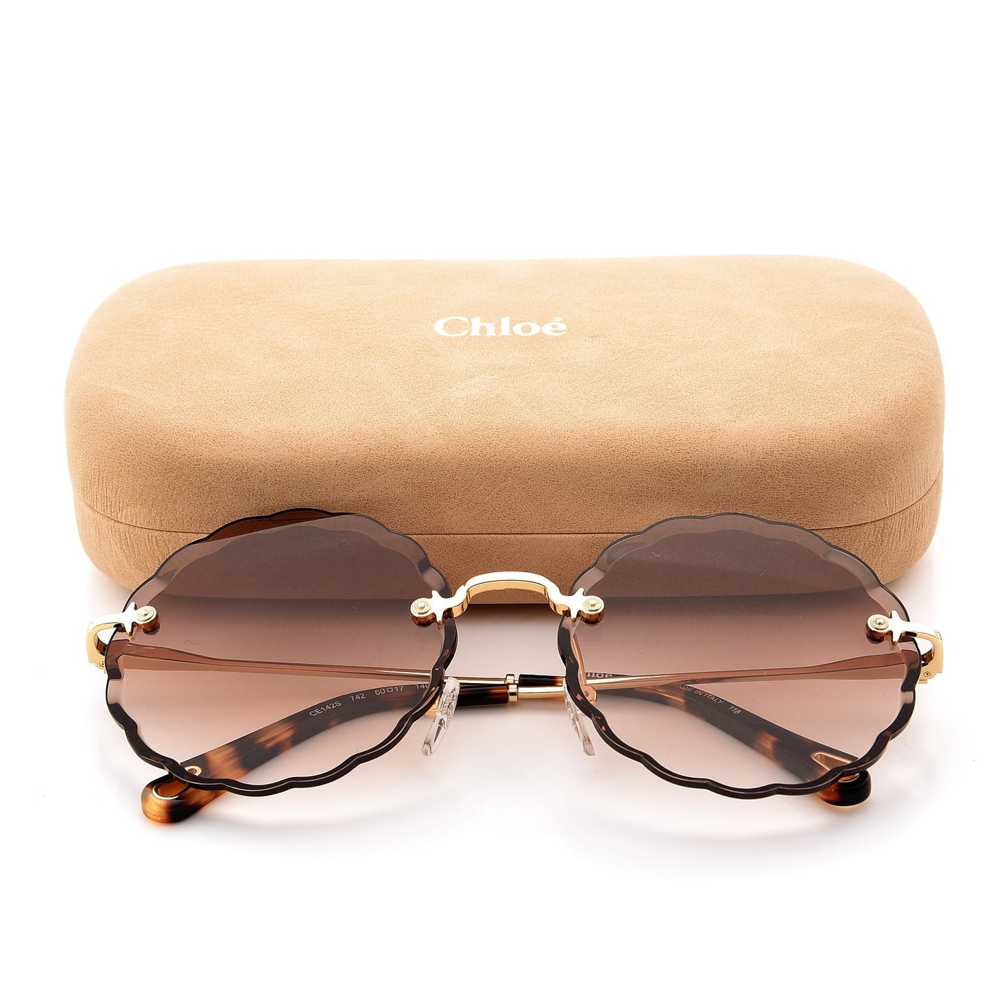 Rosie Bevelled Round Sunglasses CE142S Gold Gradient Brown
